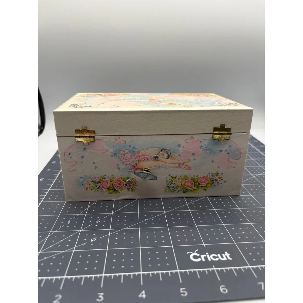 Lillian Vernon Ballerina Musical Jewelry Box Pink White Vintage Style 2-Tier